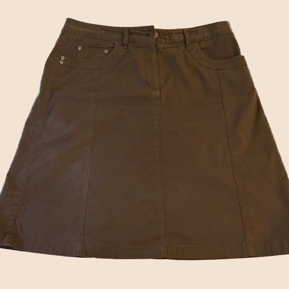 Talbots Size 12 canvas skirt skirt in chocolate brown.